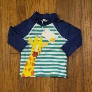 Boden Blue and Green Rashguard Giraffe Design